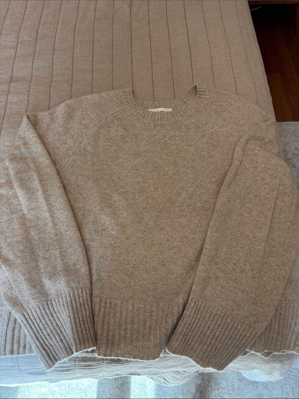Everlane Womens Cashmere Boxy Crewneck Sweater - Light Taupe Heather size large